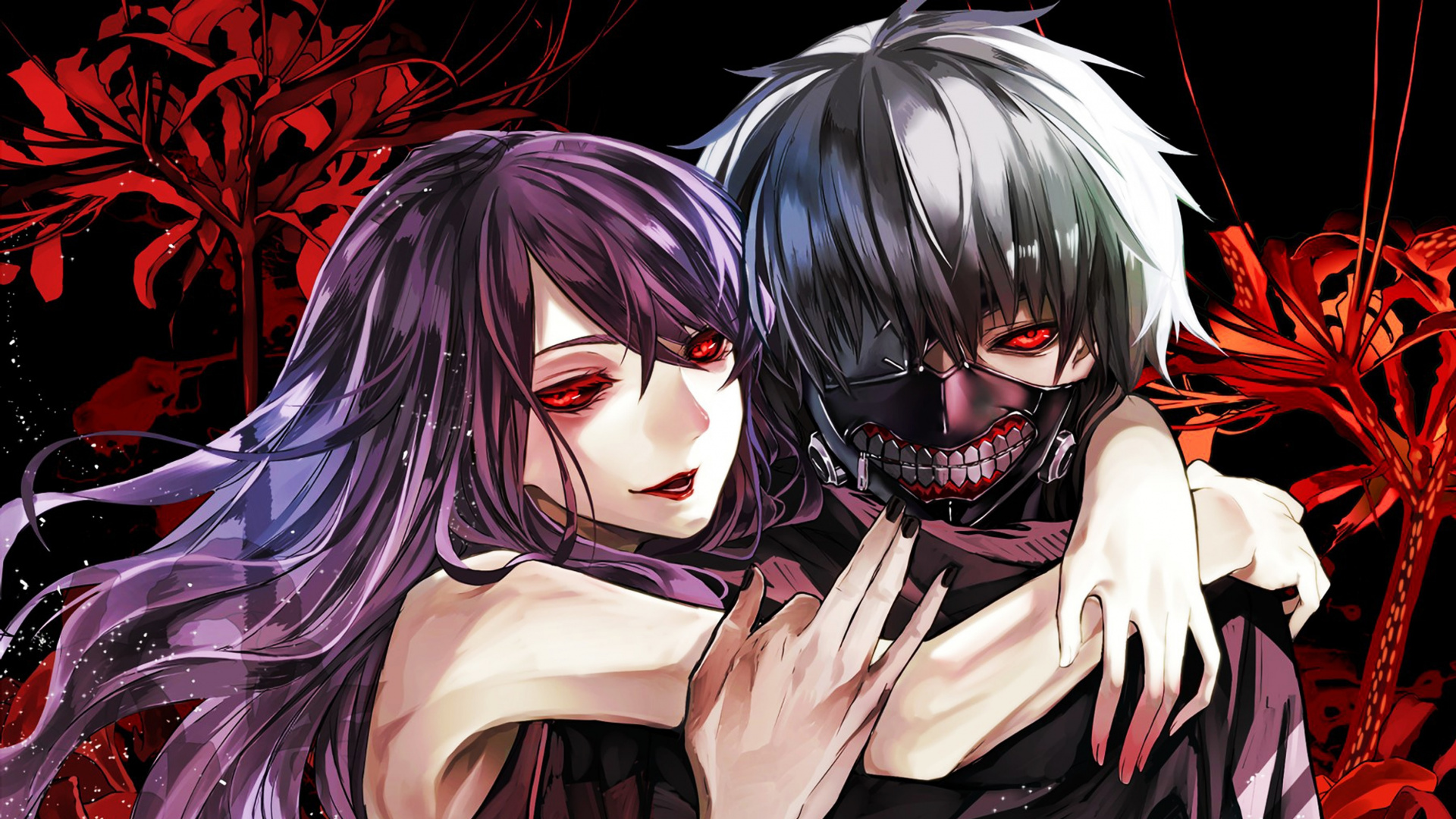 Ken Kaneki, Tokyo Ghoul, Anime, Girl, Supernatural Creature. Wallpaper in 1920x1080 Resolution