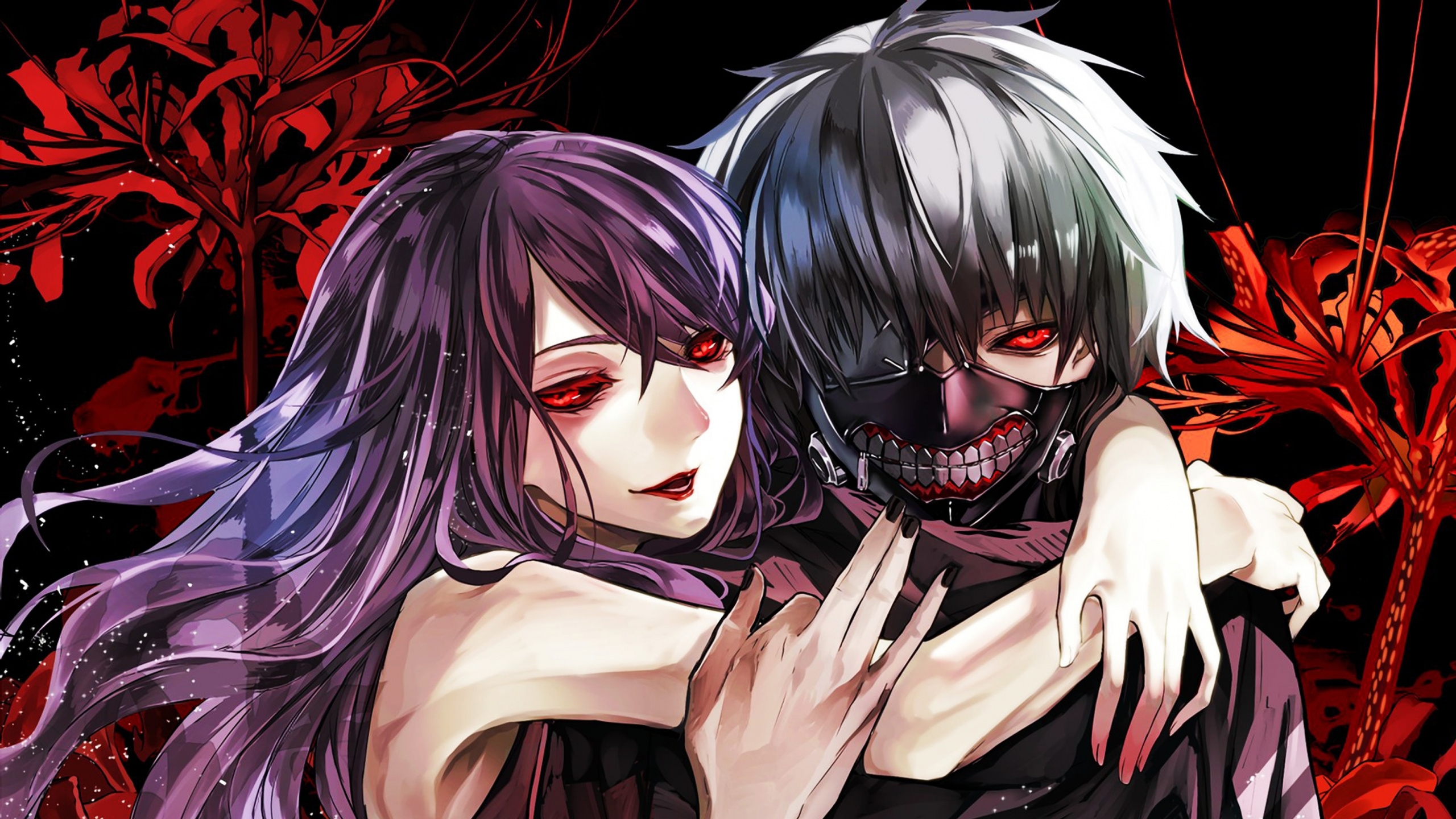 Ken Kaneki, Tokyo Ghoul, Anime, Mädchen, Übernatürliche Kreatur. Wallpaper in 2560x1440 Resolution