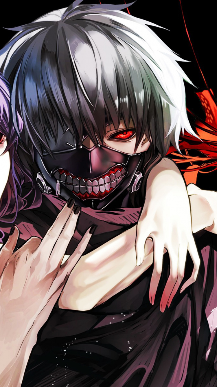 Ken Kaneki, Tokyo Ghoul, Anime, Mädchen, Übernatürliche Kreatur. Wallpaper in 750x1334 Resolution