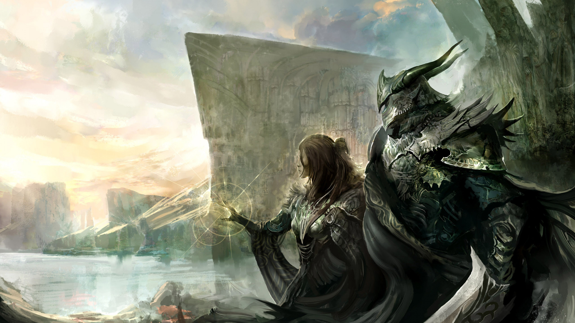 Woman in Black Dress Sitting on Rock. Wallpaper in 1920x1080 Resolution