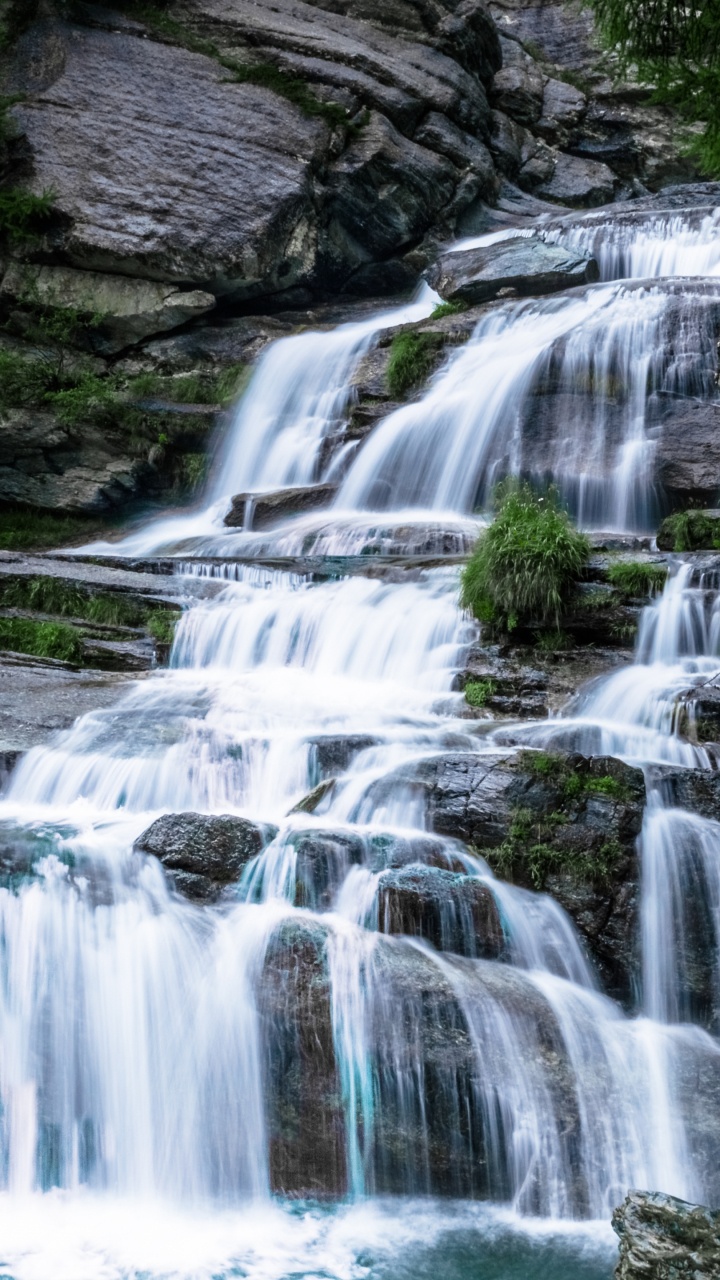 Wasserfall, Wasserlauf, Wasser, Natur, Naturlandschaft. Wallpaper in 720x1280 Resolution