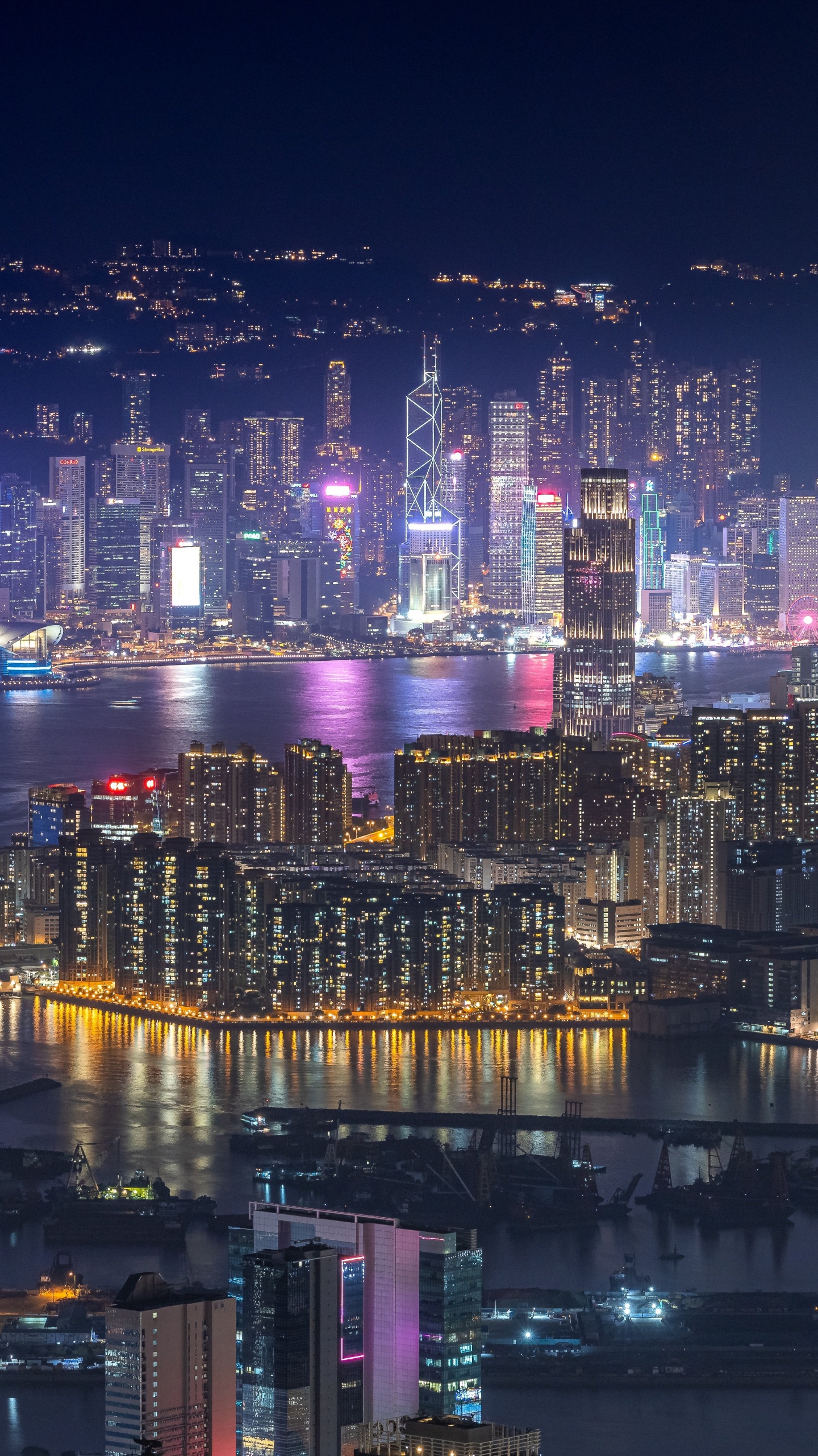 香港, 紫色的, 电力, 塔块, 人体内的水 壁纸 1440x2560 允许