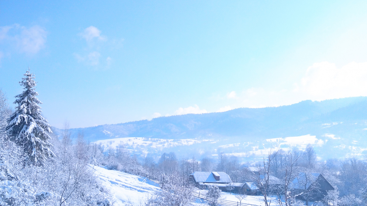 Hiver, Neige, Blue, Paysage Naturel, Pente. Wallpaper in 1280x720 Resolution