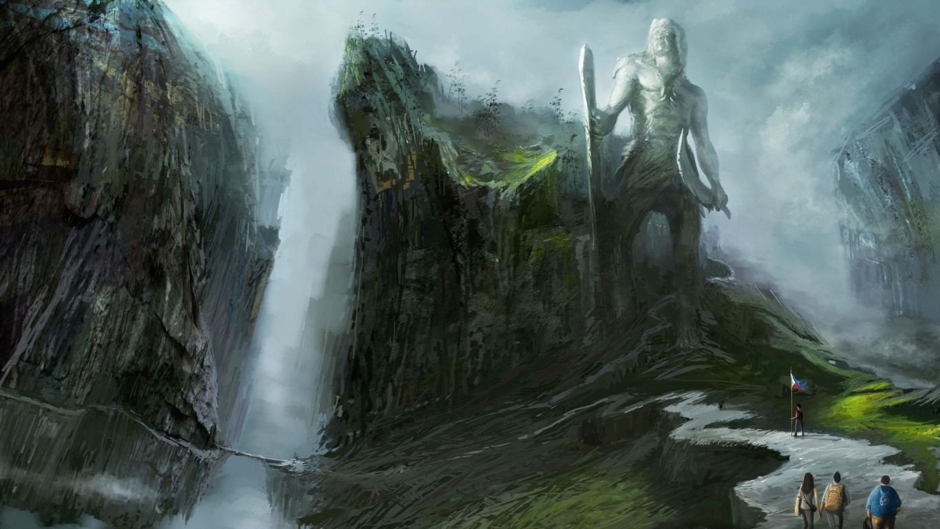 Weiße Wasserfälle Auf Grüner Wiese Tagsüber. Wallpaper in 1366x768 Resolution