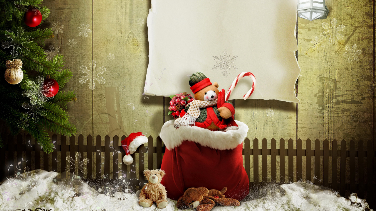 Le Jour De Noël, Santa Claus, Cadeau de Noël, Ornement de Noël, Hiver. Wallpaper in 1280x720 Resolution