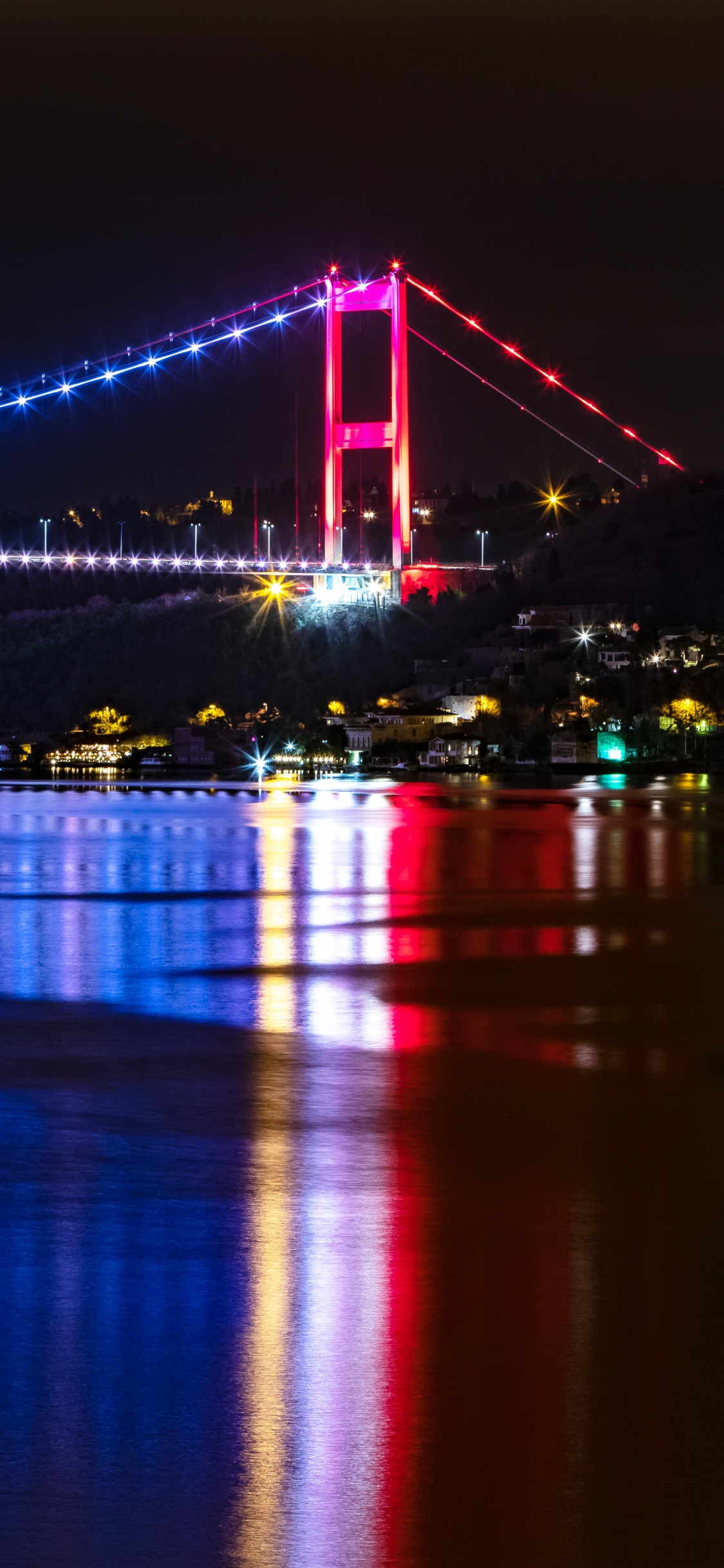 Golden Gate Bridge Bei Nacht Night. Wallpaper in 1125x2436 Resolution