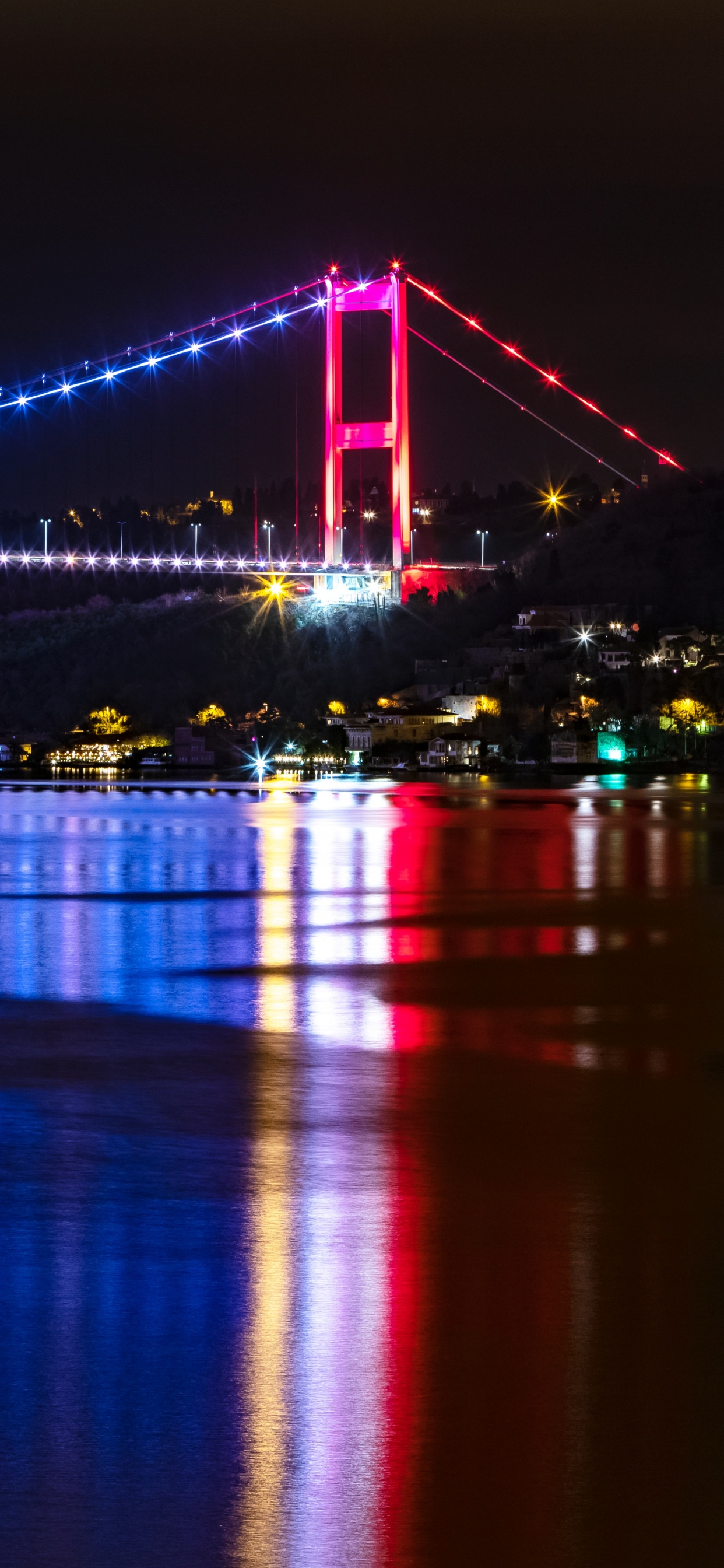 Golden Gate Bridge Bei Nacht Night. Wallpaper in 1242x2688 Resolution