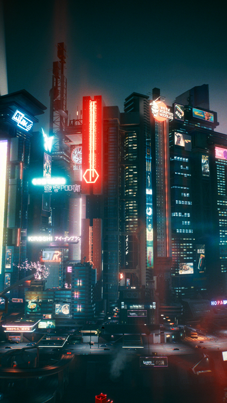 Cyberpunk, Cyberpunk 2077, Cyberpunk 2020, Paysage Urbain, Nuit. Wallpaper in 750x1334 Resolution