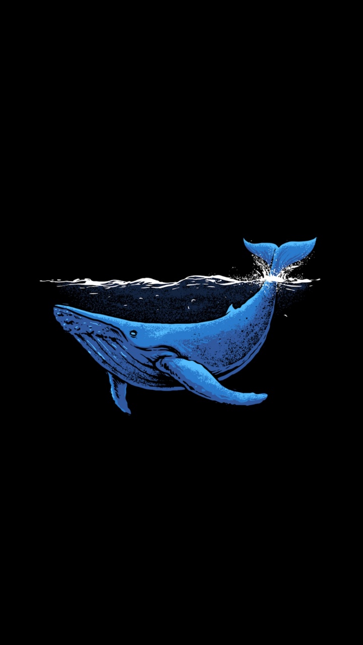 Ballena Azul, Ballena, Teléfono Minimalista, Ala, Pescado. Wallpaper in 720x1280 Resolution