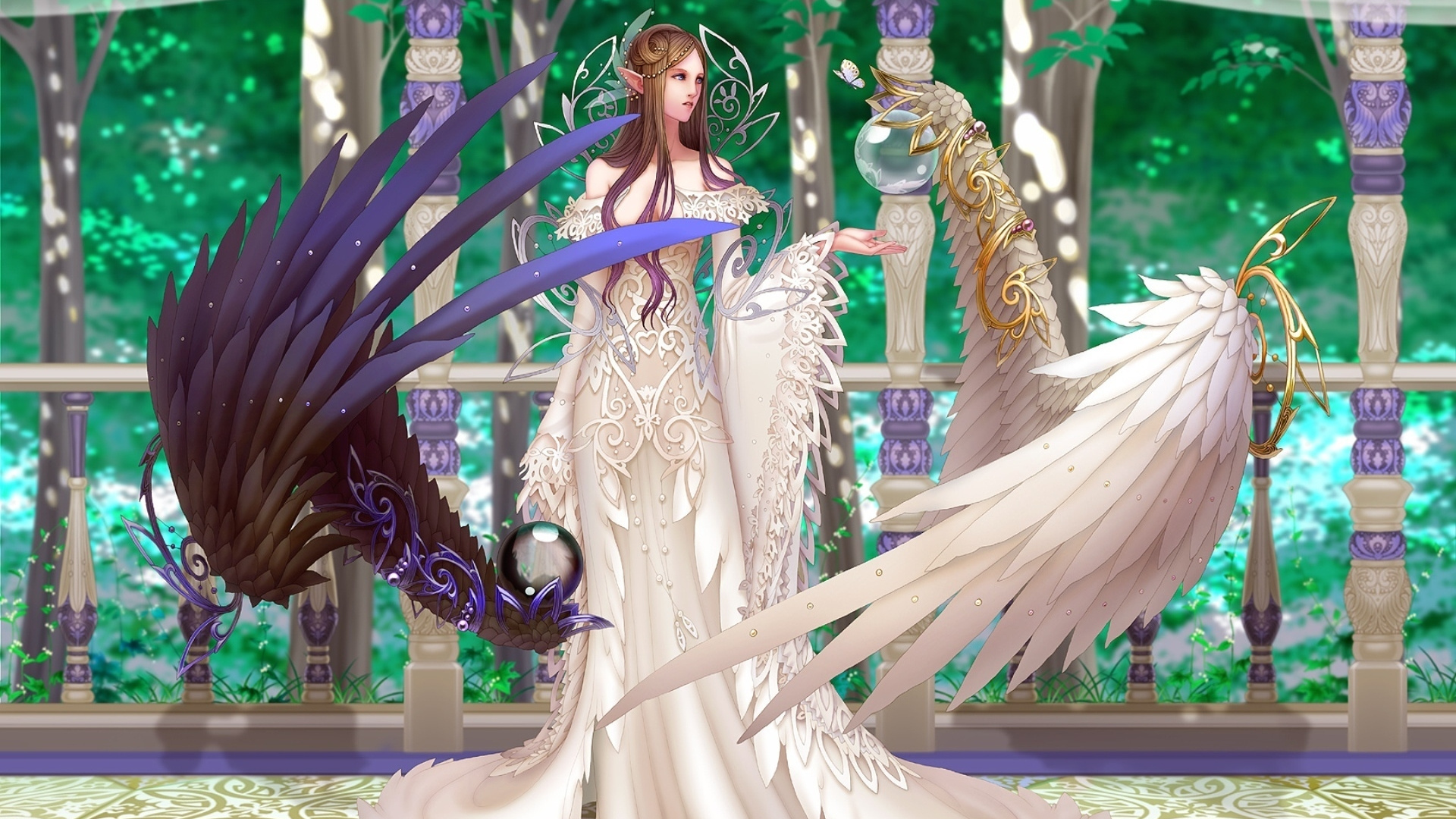 幻想, 礼服, 女孩, 紫色的 壁纸 1920x1080 允许