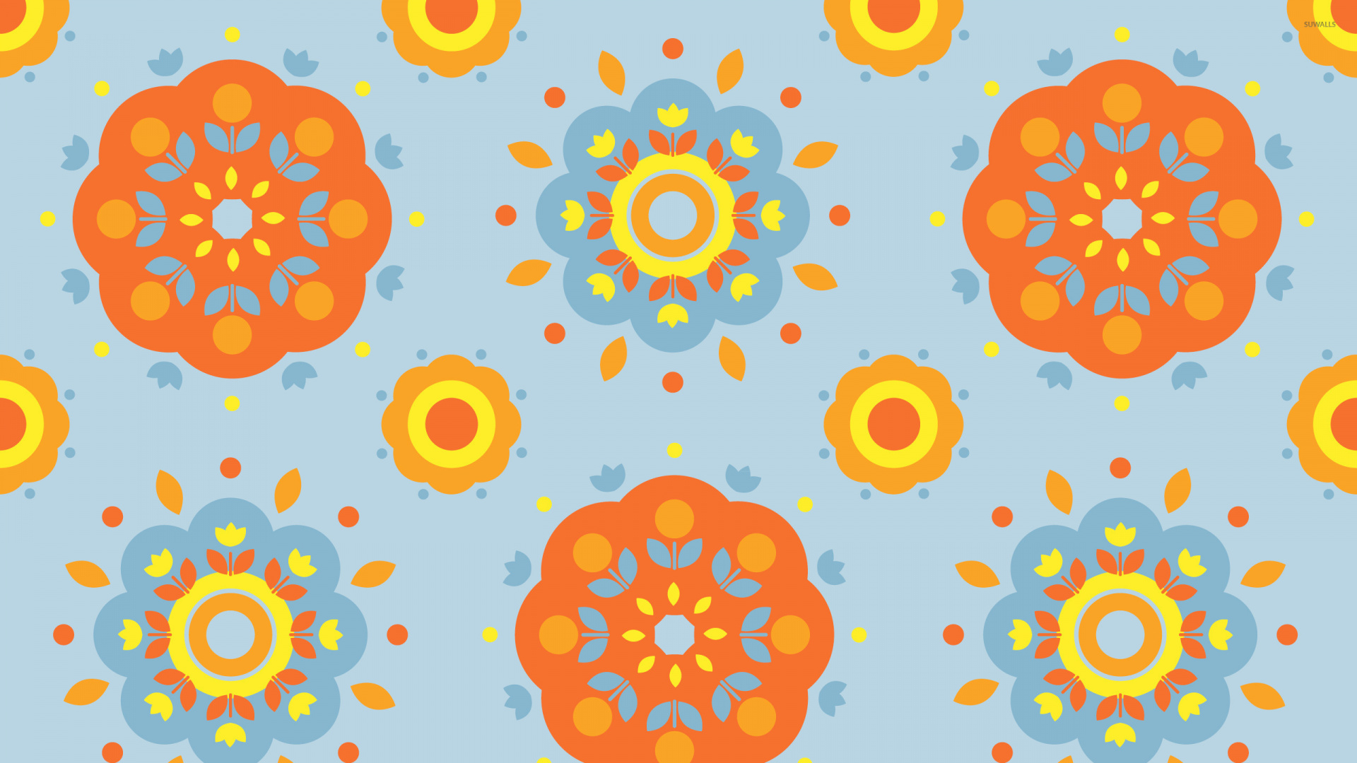 Gelbe Und Orange Blumenillustration. Wallpaper in 1920x1080 Resolution