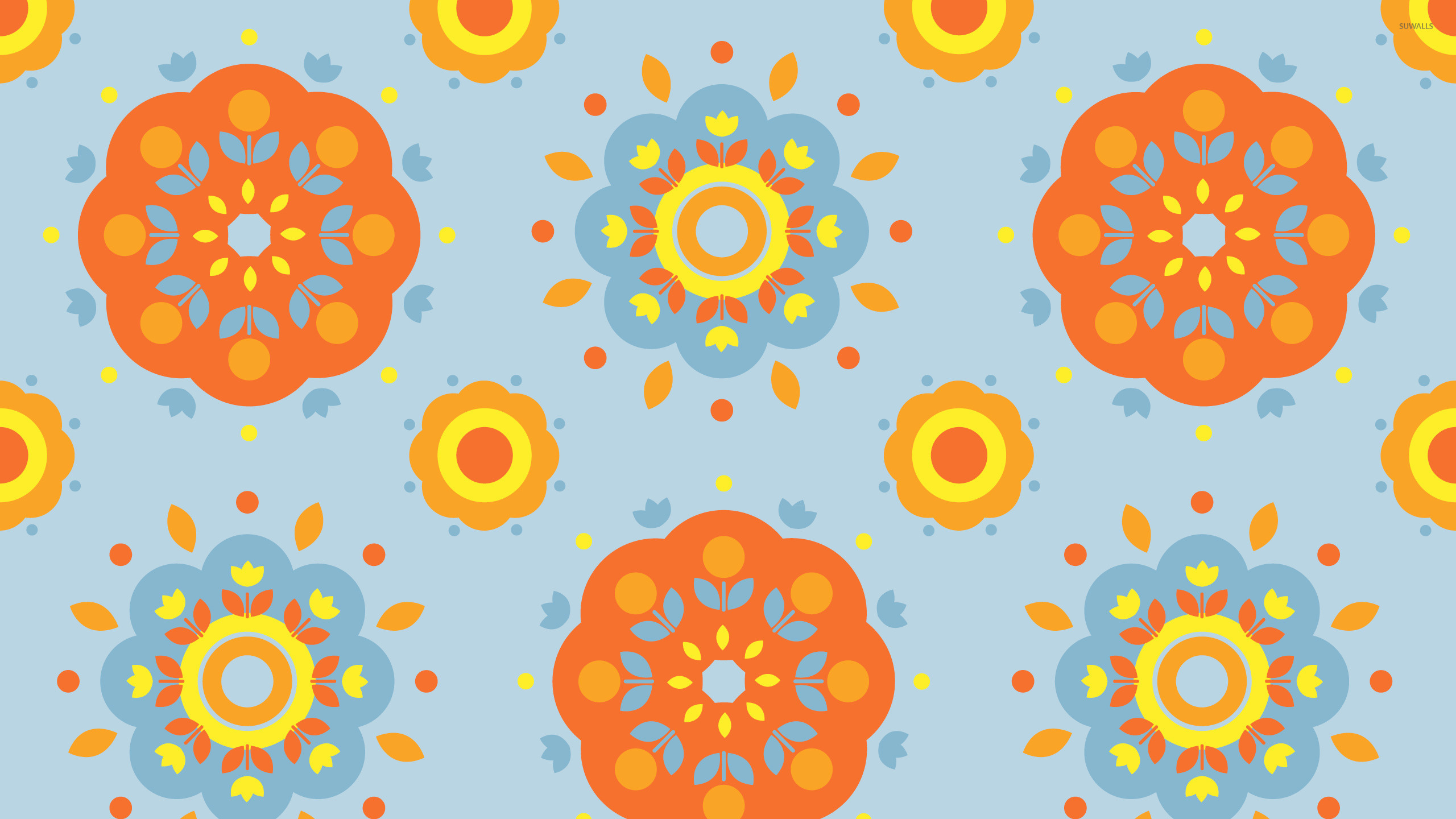 Gelbe Und Orange Blumenillustration. Wallpaper in 2560x1440 Resolution