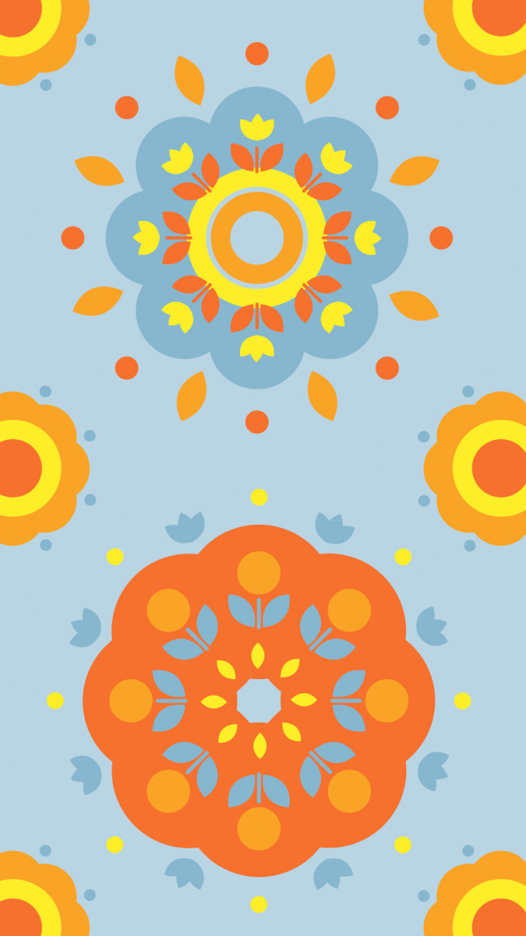 Illustration Florale Jaune et Orange. Wallpaper in 750x1334 Resolution