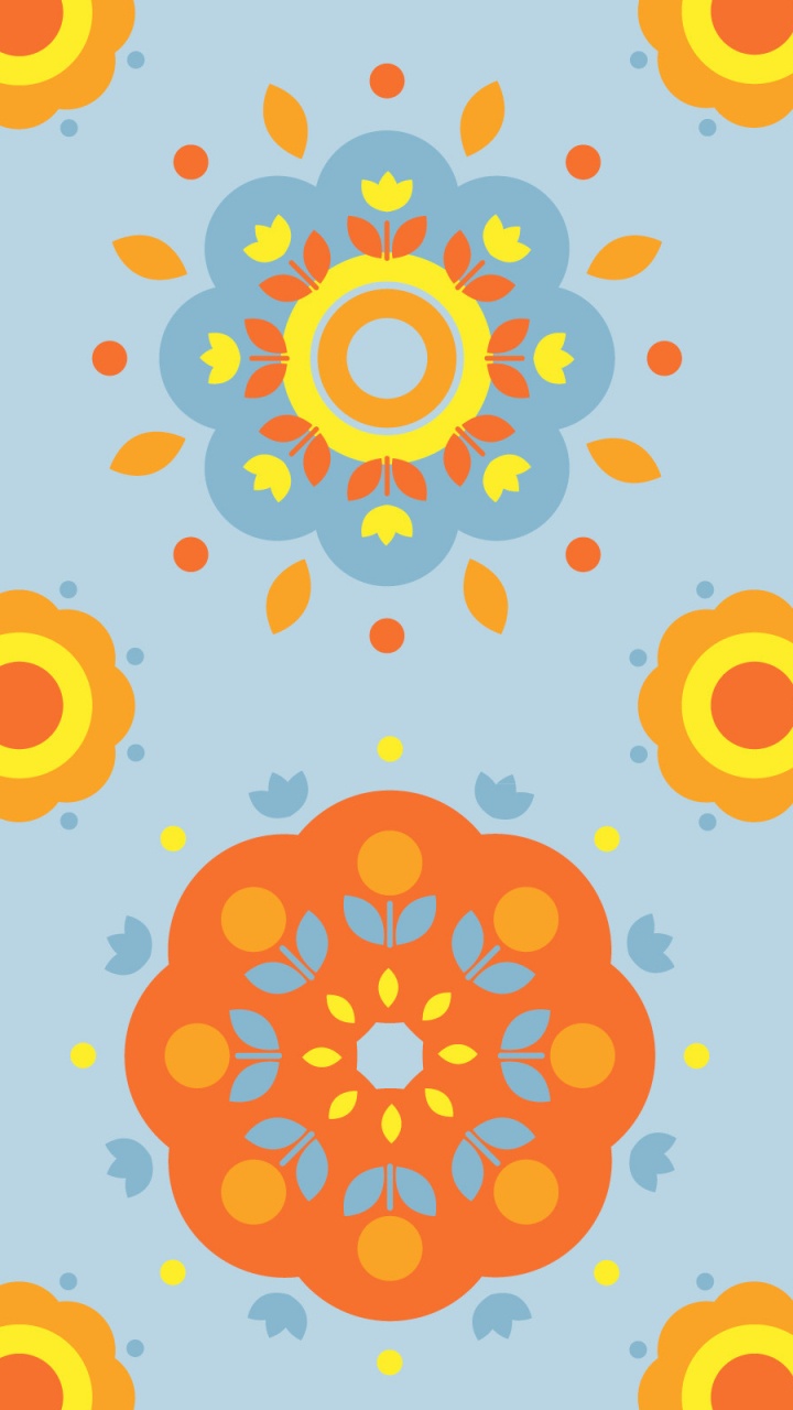 Yellow and Orange Floral Illustration. Wallpaper in 720x1280 Resolution