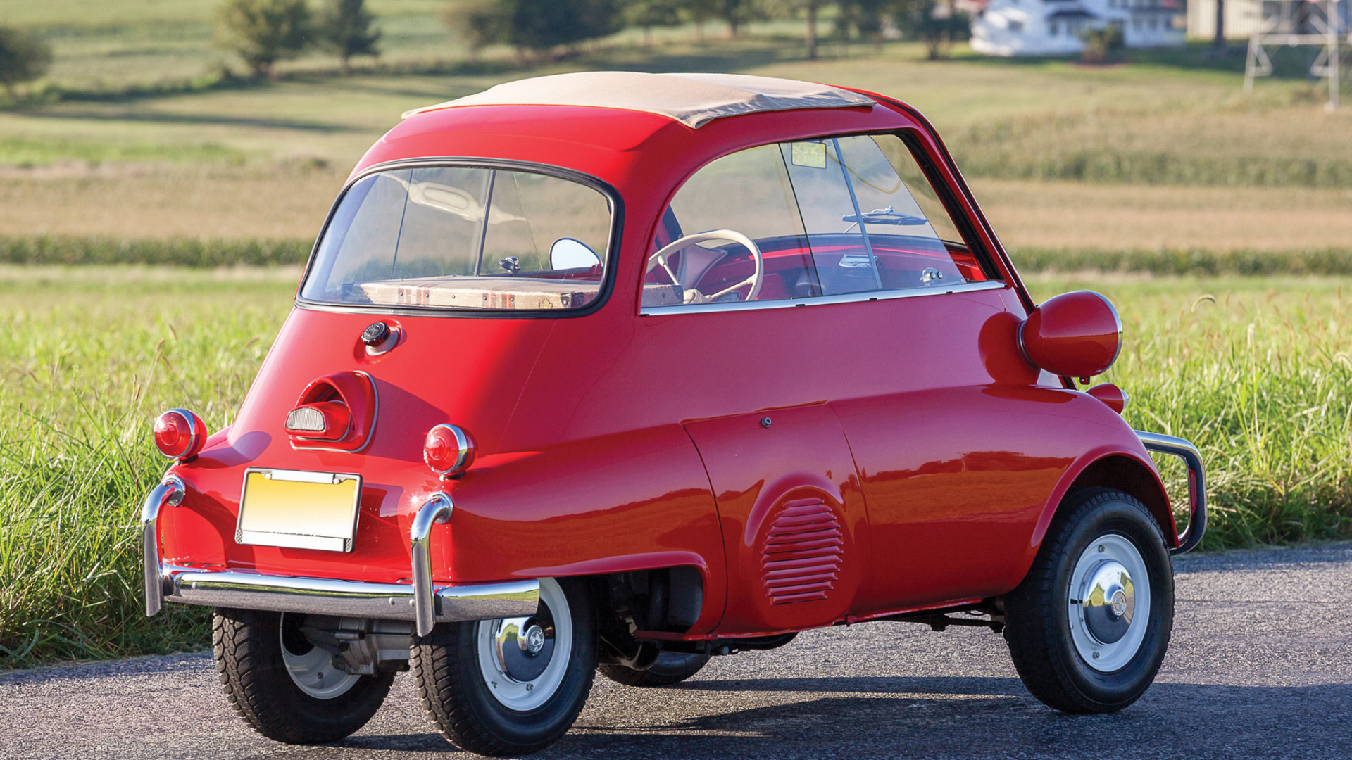 Red Volkswagen Beetle on Road During Daytime. Wallpaper in 1920x1080 Resolution