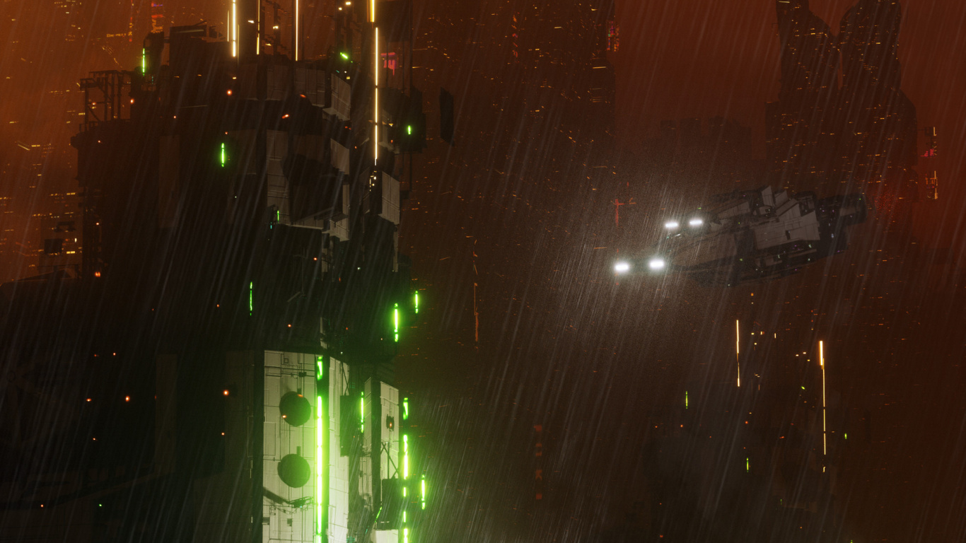 Green and Brown Building During Night Time. Wallpaper in 1366x768 Resolution