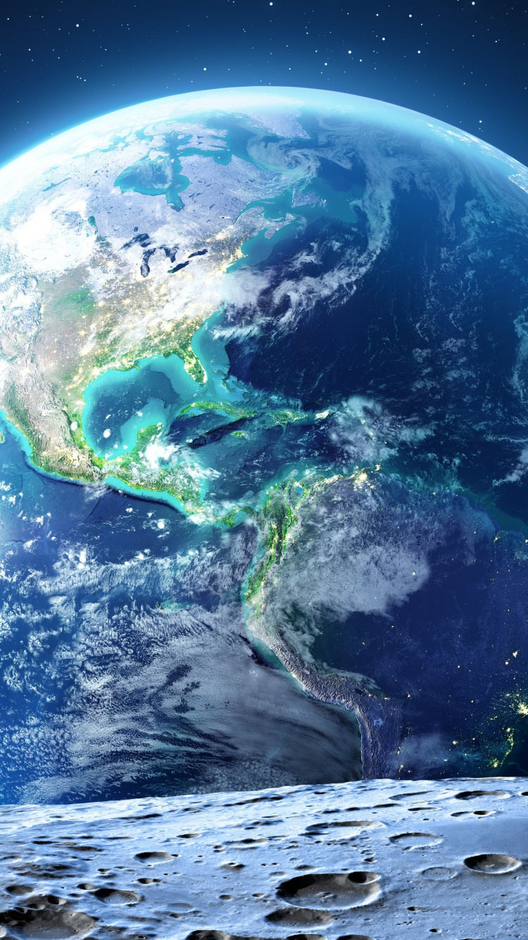 Espacio Tierra, Tierra, Salida de la Tierra, Espacio, Arte de la Pared de la Lona. Wallpaper in 750x1334 Resolution