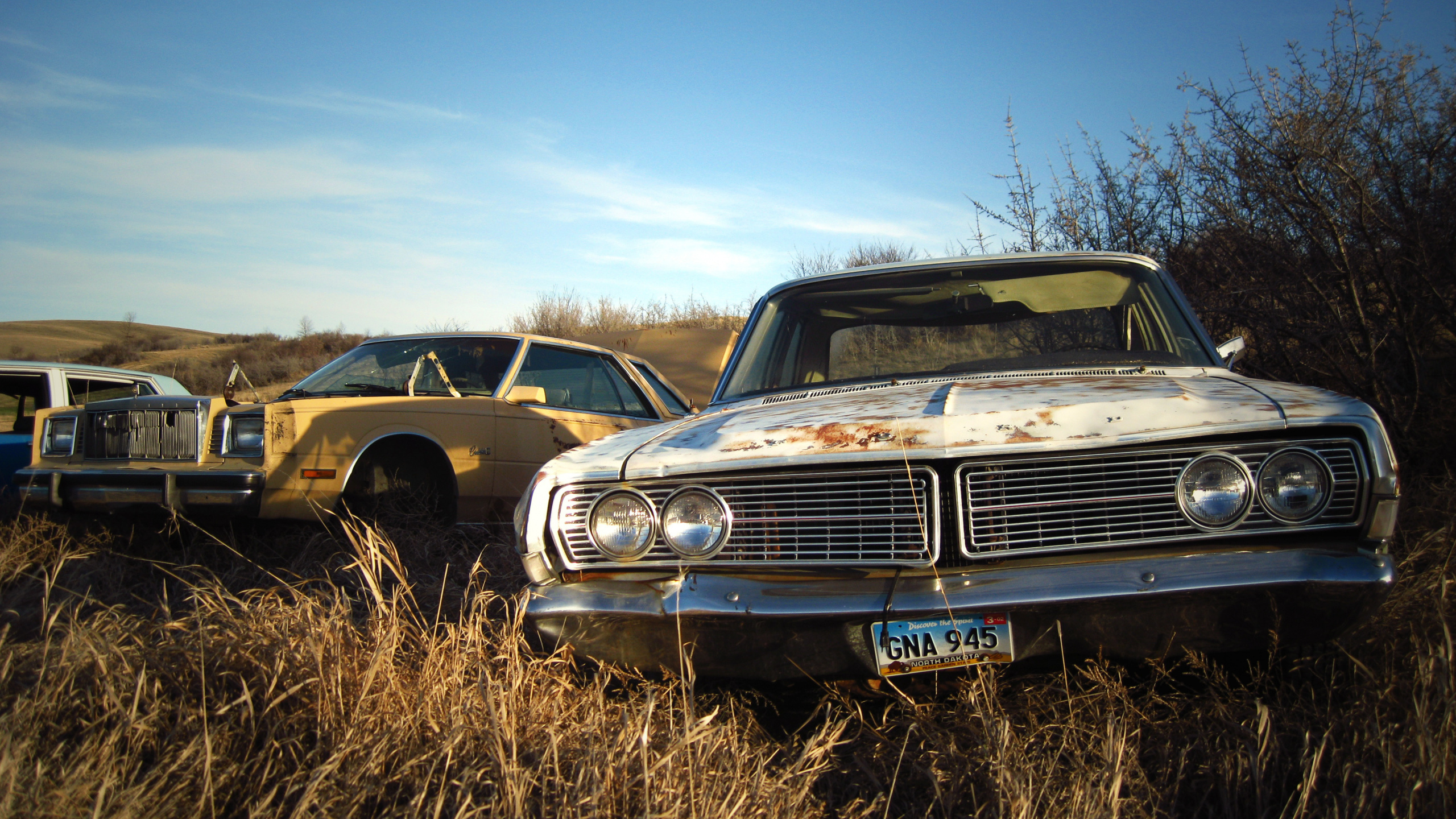 Classic Brown Car on Brown Grass Field Under Blue Sky During Daytime. Wallpaper in 2560x1440 Resolution