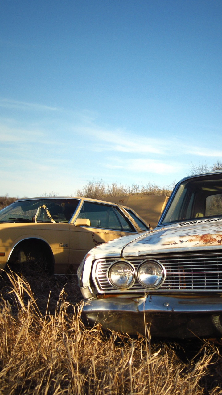 Classic Brown Car on Brown Grass Field Under Blue Sky During Daytime. Wallpaper in 720x1280 Resolution