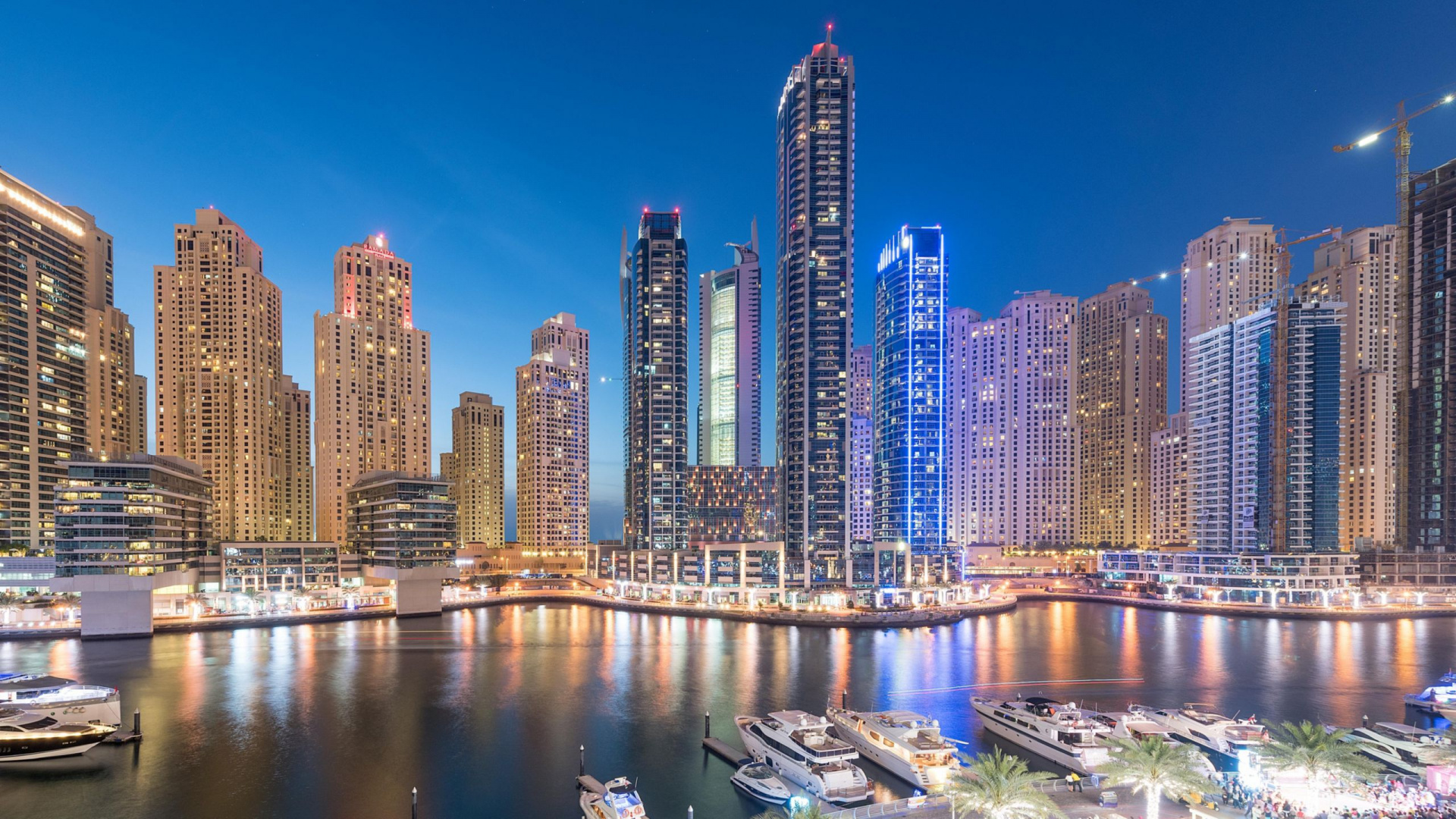 City Skyline Across Body of Water During Night Time. Wallpaper in 1920x1080 Resolution