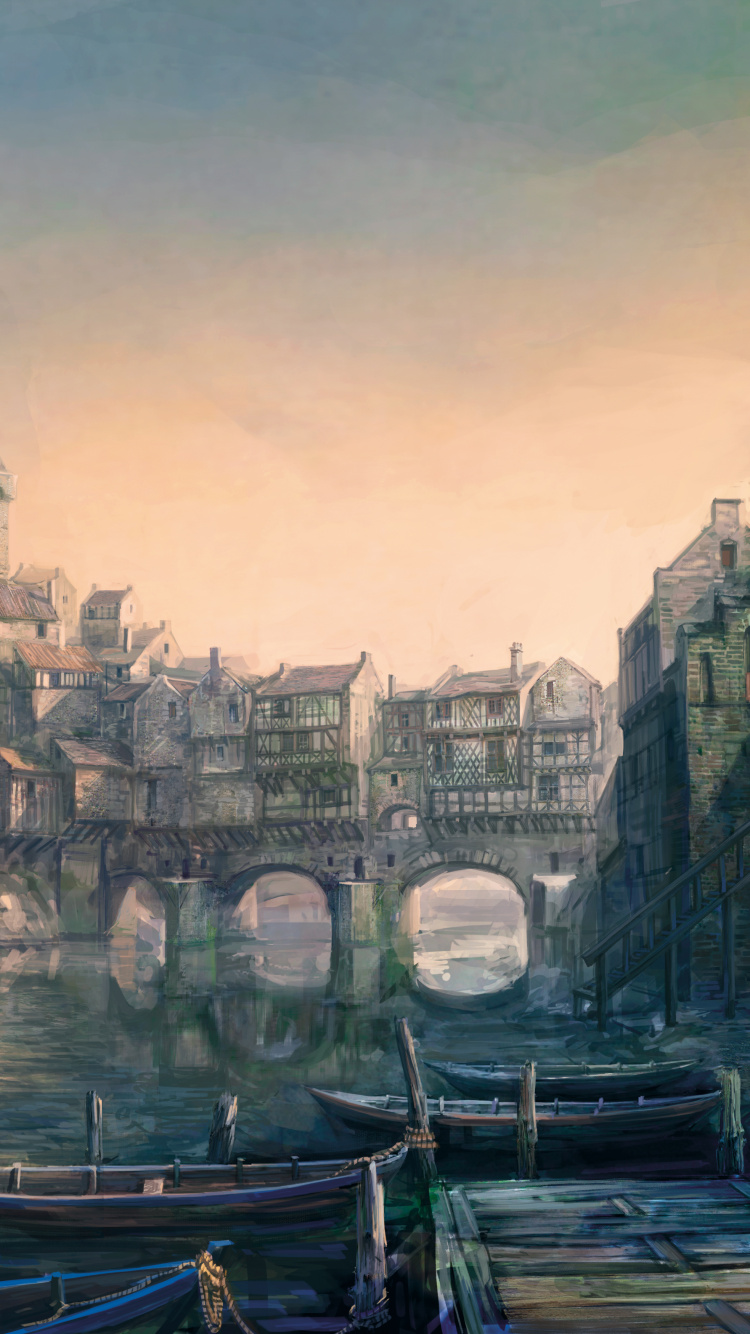 Braunes Und Weißes Betongebäude in Der Nähe Eines Gewässers Tagsüber. Wallpaper in 750x1334 Resolution