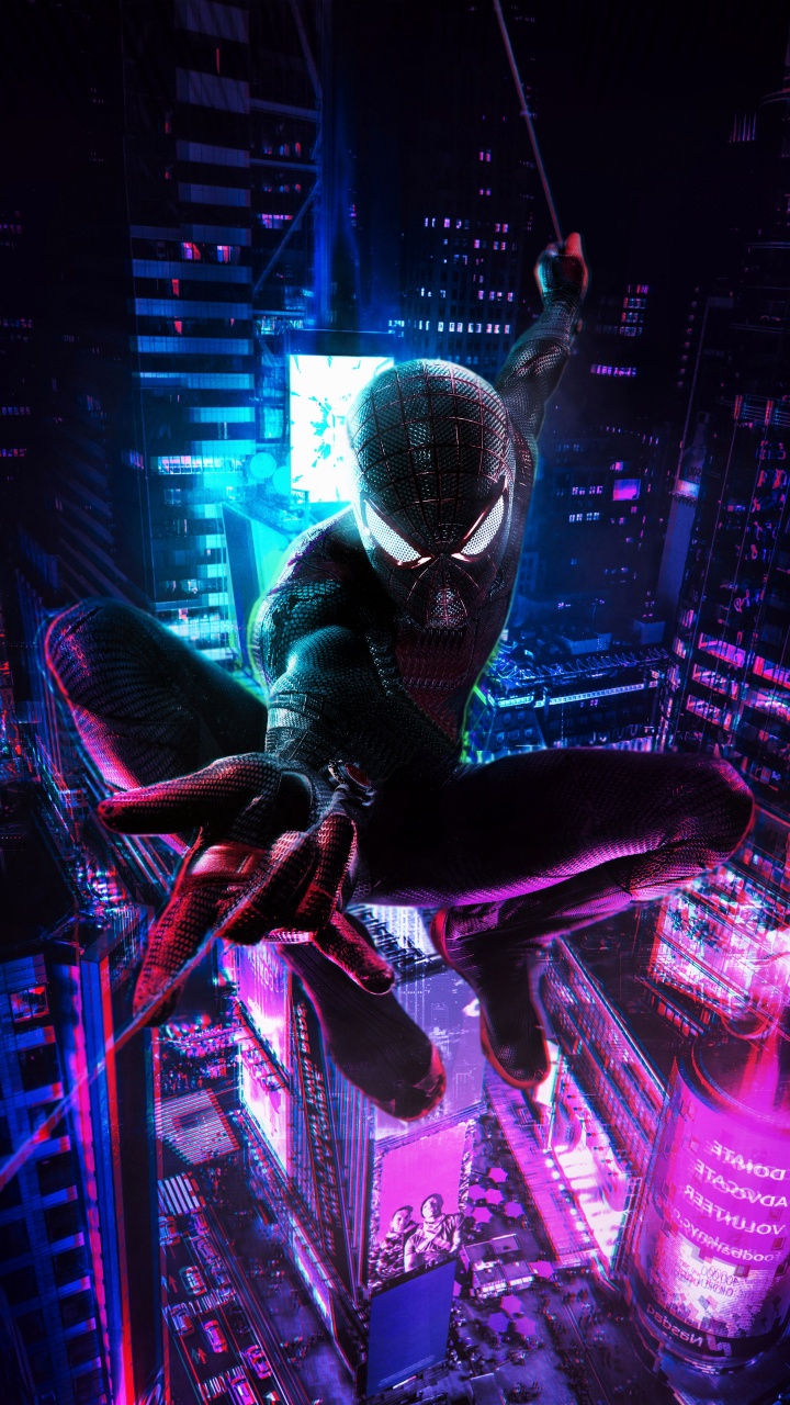 Erstaunliche Meilenmoral, Spider-man, Miles Morales, Cyberpunk, Kunst. Wallpaper in 720x1280 Resolution