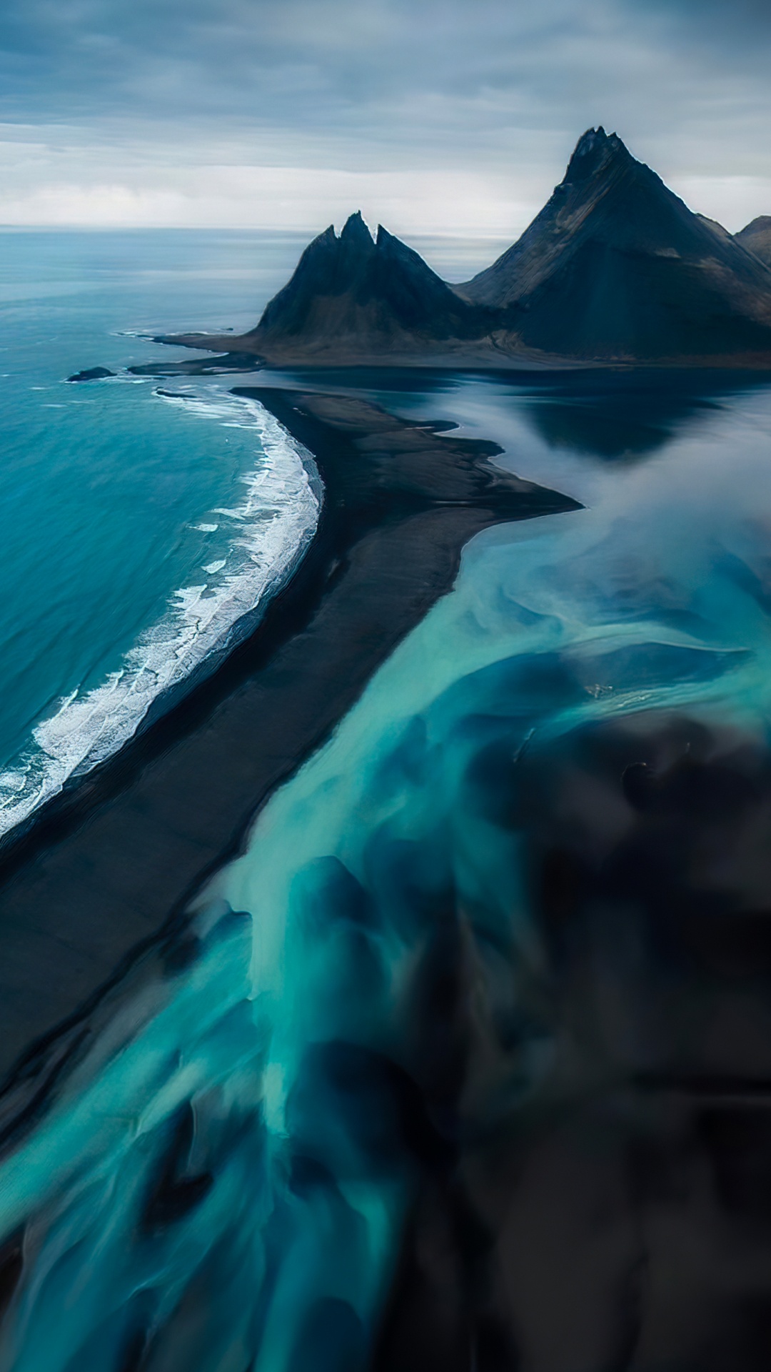 Reynisdrangar, Sable Noir, Vatnajokull, Sand, Glacier. Wallpaper in 1080x1920 Resolution