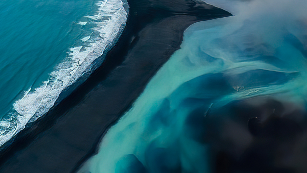 Reynisdrangar, Sable Noir, Vatnajokull, Sand, Glacier. Wallpaper in 1280x720 Resolution