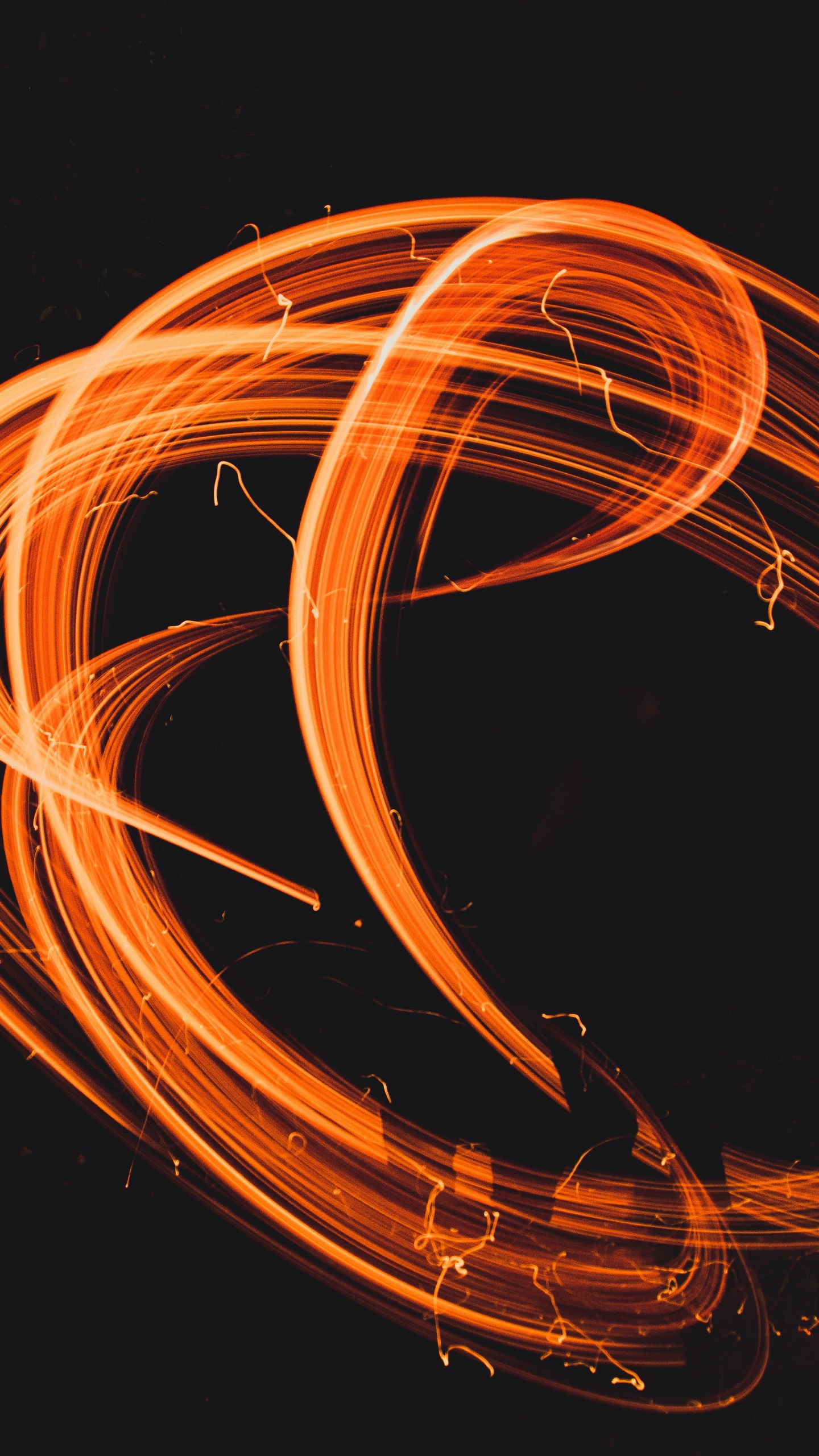 橙色, 圆圈, 跳舞, 烟火, 光 壁纸 1440x2560 允许