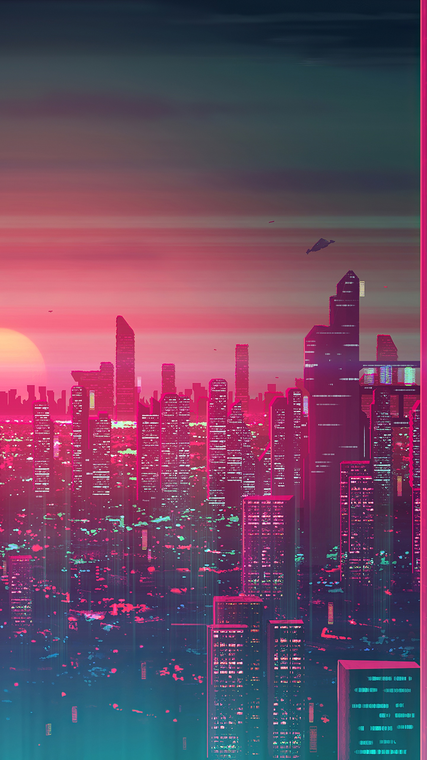 Horizon de la Ville Pendant la Nuit. Wallpaper in 1440x2560 Resolution