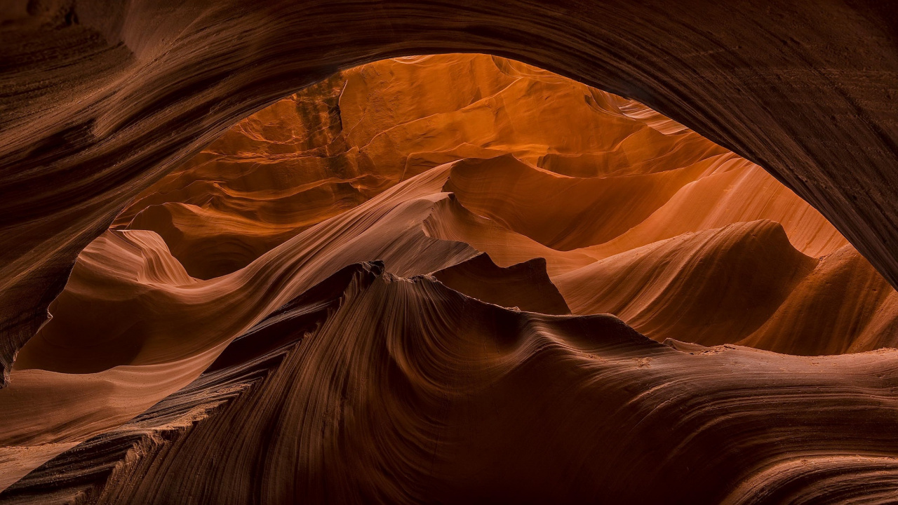 Antelope Canyon, Canyon, Geologie, Brown, Orange. Wallpaper in 1280x720 Resolution