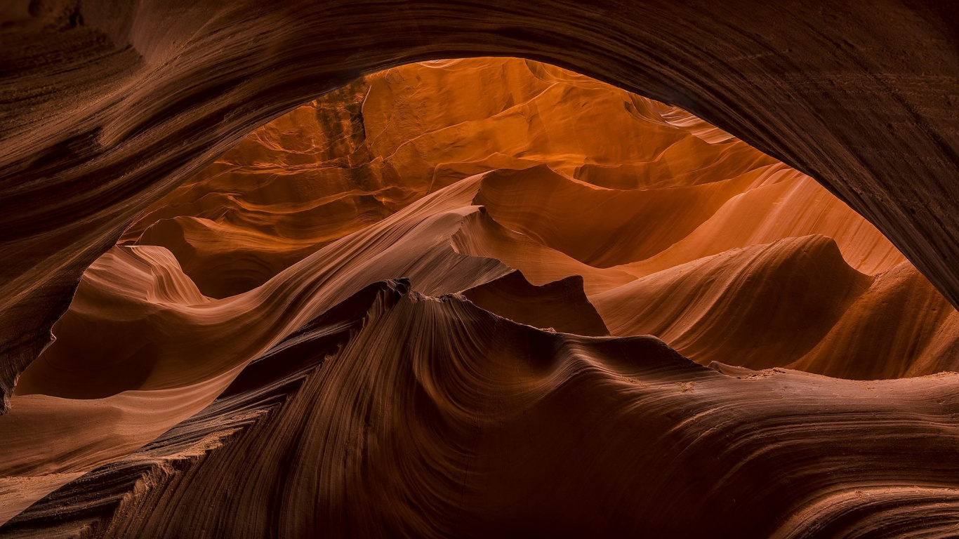 Antelope Canyon, Canyon, Geologie, Brown, Orange. Wallpaper in 1366x768 Resolution