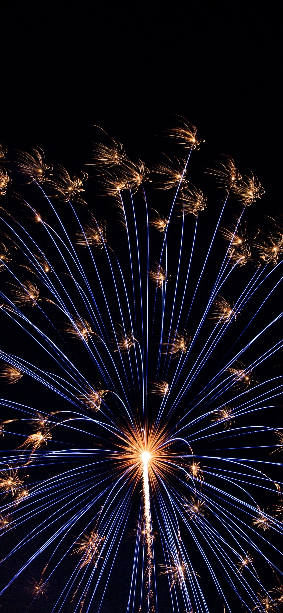 New Year, Fireworks, Darkness, New Years Day, Night. Wallpaper in 1125x2436 Resolution