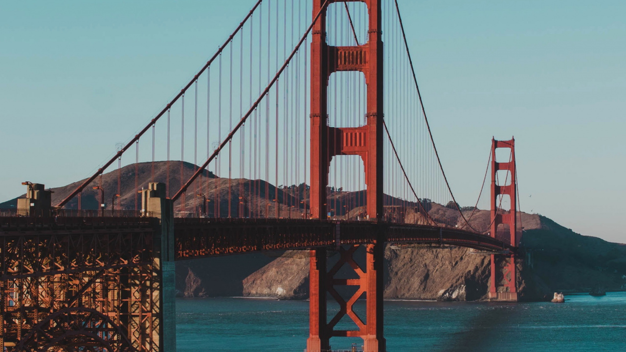 Untertitel Zur Golden Gate Bridge, Golden Gate Bridge, San Francisco Bay, Hängebrücke, Brooklyn Bridge. Wallpaper in 1280x720 Resolution