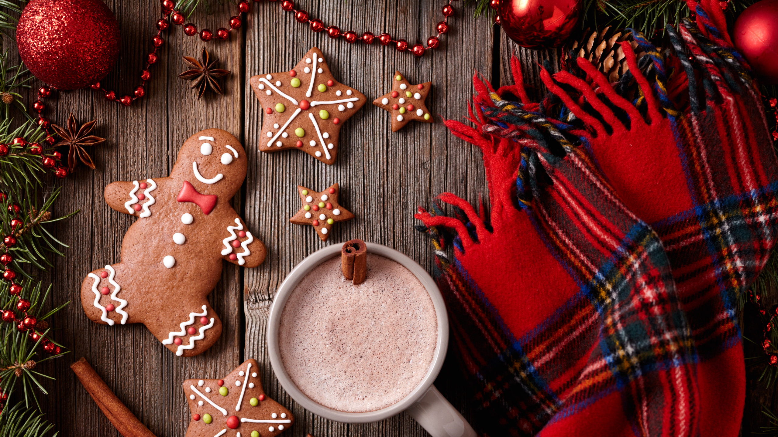 Chocolat Chaud, Maison en Pain D'épice, Cookie, Homme de Pain D'épice, Le Jour De Noël. Wallpaper in 2560x1440 Resolution