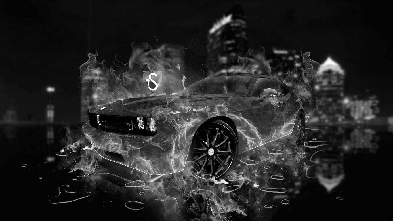 Grayscale Photo of Car Wheel. Wallpaper in 1366x768 Resolution