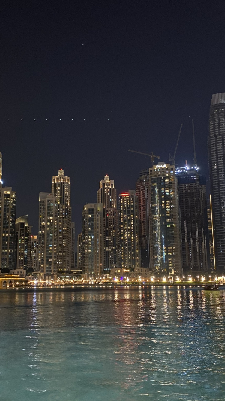 Dubaï, Paysage Urbain, Nuit, Tour de Bloc, Métropole. Wallpaper in 750x1334 Resolution