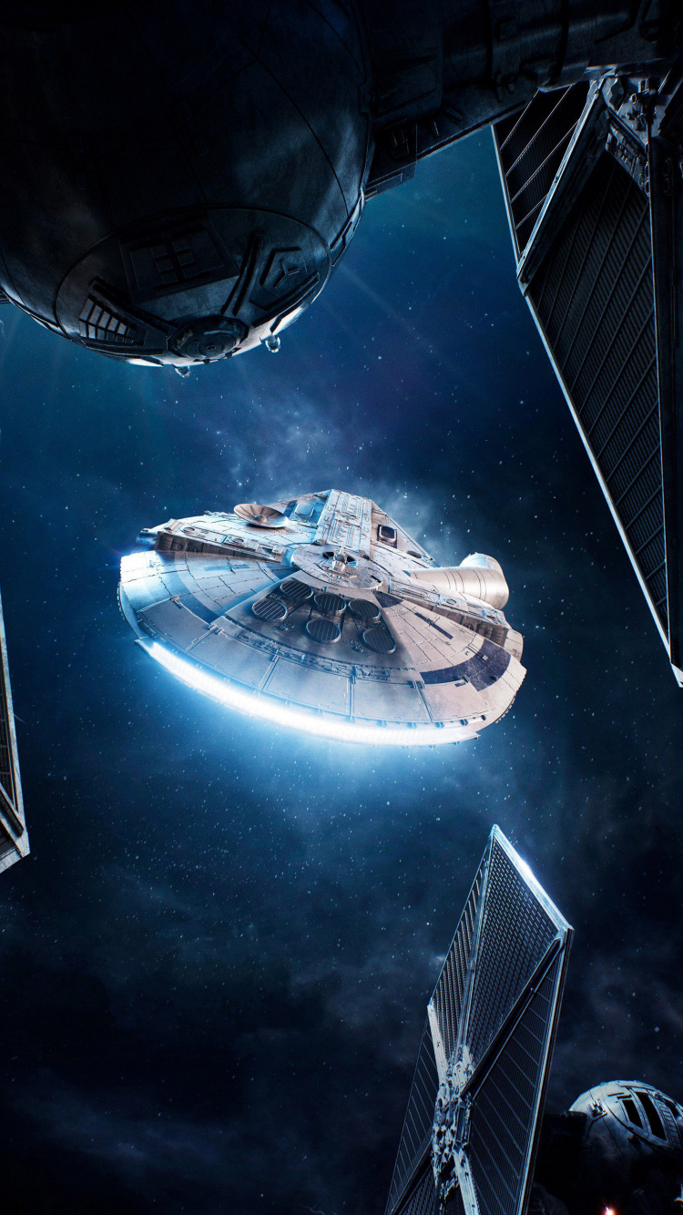 Millennium Falcon, Star Wars, Spacecraft, Gas, Electric Blue. Wallpaper in 750x1334 Resolution