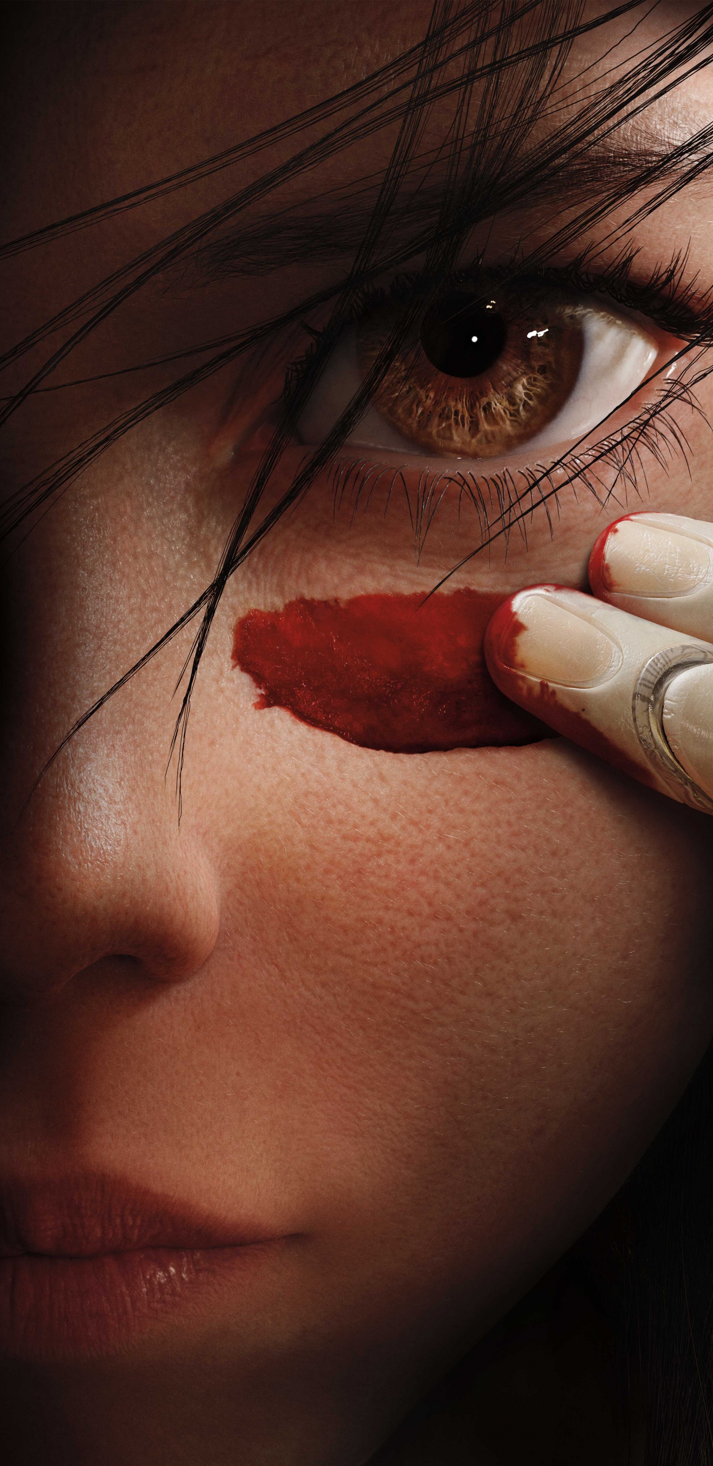 Mujer Con Lápiz Labial Rojo y Sombra de Ojos Blanca. Wallpaper in 1440x2960 Resolution