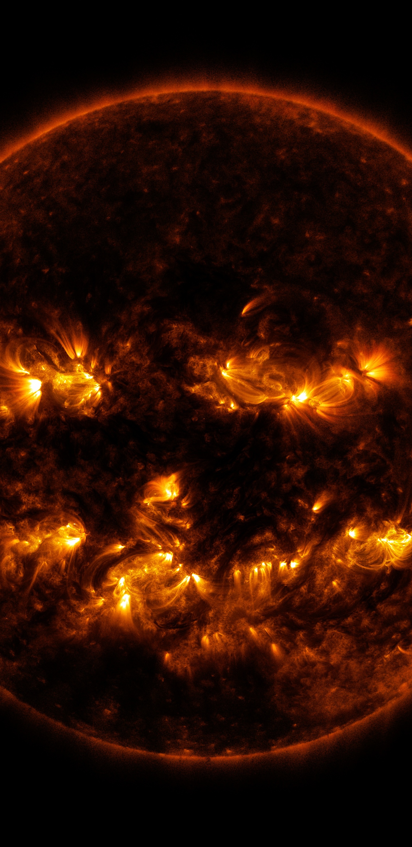 Illustration de la Planète Jaune et Noire. Wallpaper in 1440x2960 Resolution