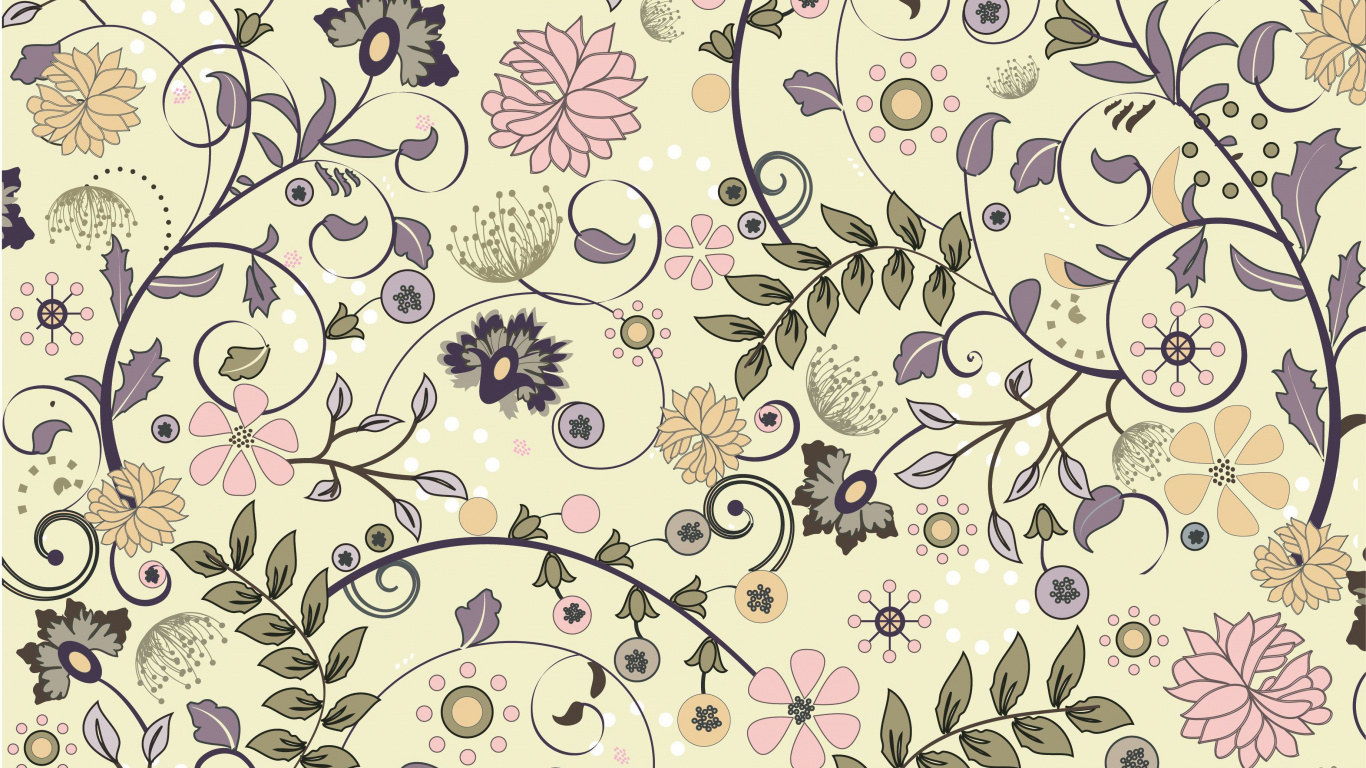 White and Black Floral Textile. Wallpaper in 1366x768 Resolution