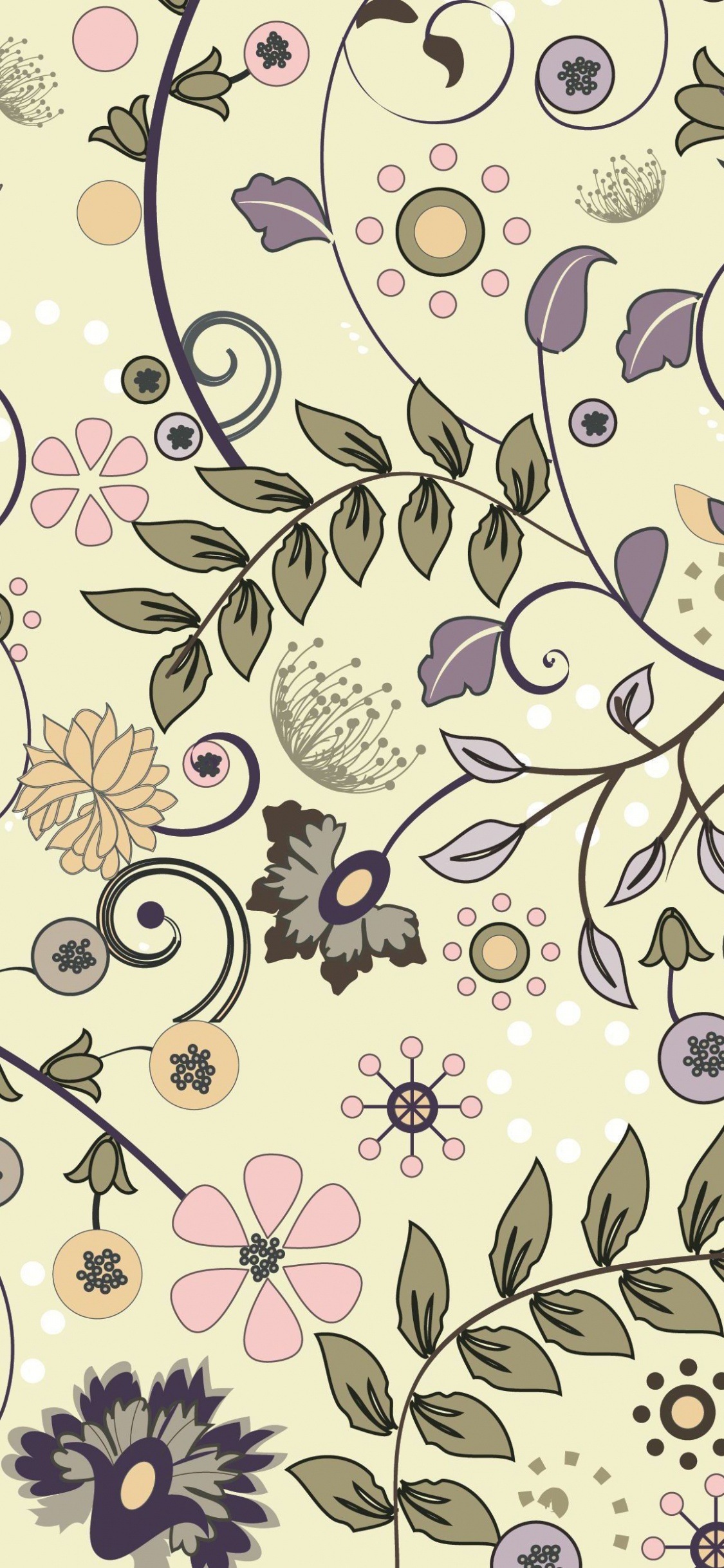 Weißes Und Schwarzes Florales Textil. Wallpaper in 1125x2436 Resolution