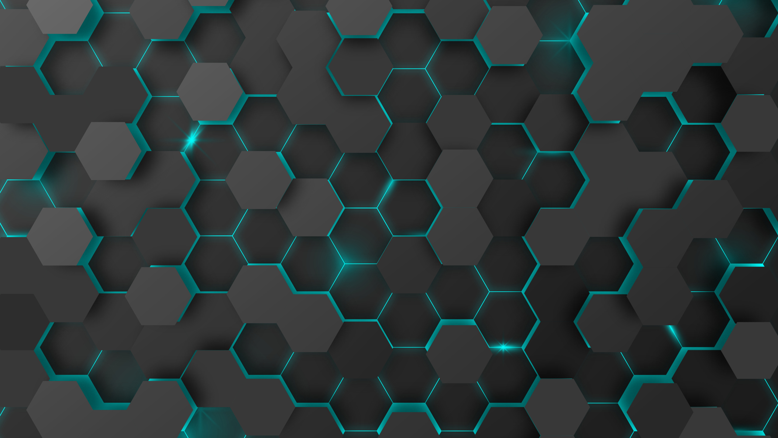 Hexagon, Honeycomb, Azure, Line, Aqua. Wallpaper in 2560x1440 Resolution