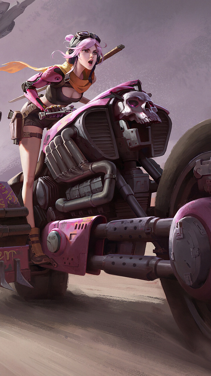 Man Riding Red Atv on Gray Road. Wallpaper in 720x1280 Resolution