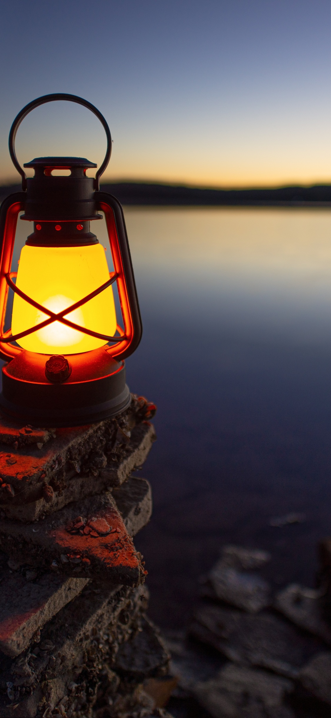 冷静, 地平线, 反射, 晚上, 日落 壁纸 1125x2436 允许