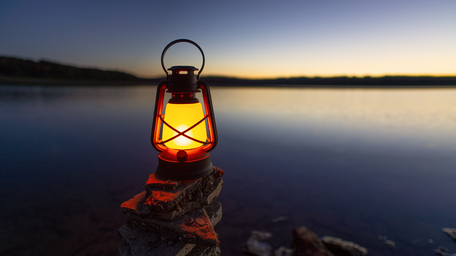 冷静, 地平线, 反射, 晚上, 日落 壁纸 1920x1080 允许