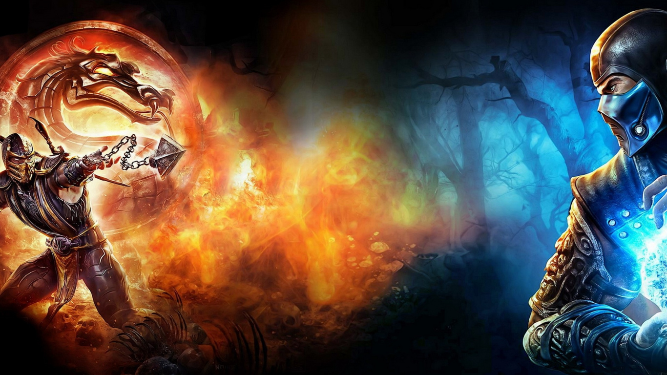 Mortal Kombat, Jeu Pc, Feu, Dragon, Les Graphismes Cg. Wallpaper in 1366x768 Resolution