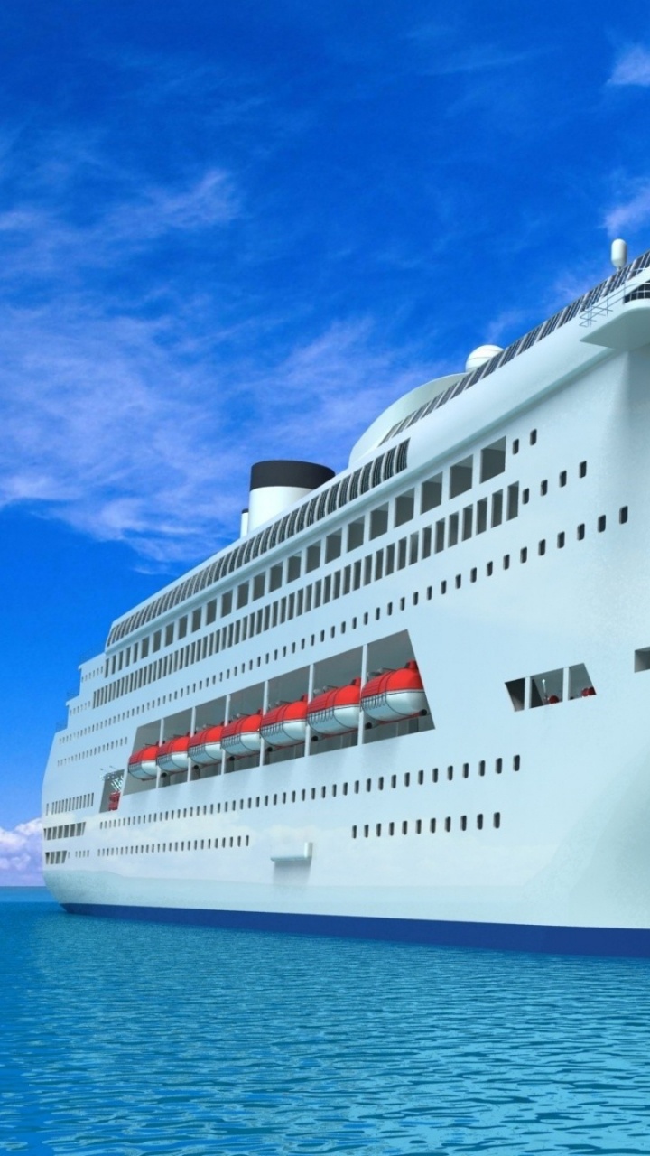 Crucero Blanco en el Mar Bajo un Cielo Azul Durante el Día. Wallpaper in 720x1280 Resolution