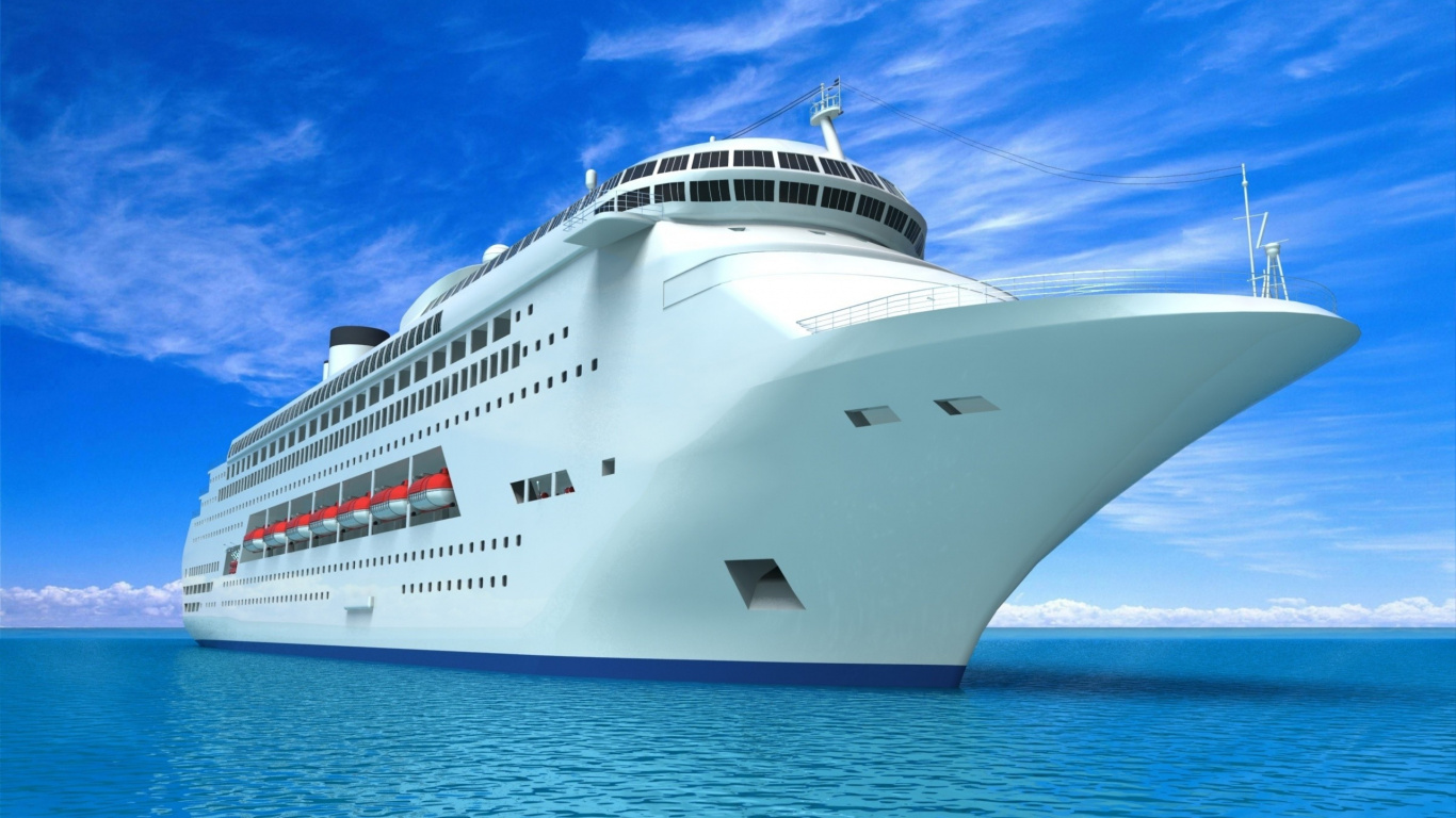 White Cruise Ship on Sea Under Blue Sky During Daytime. Wallpaper in 1366x768 Resolution