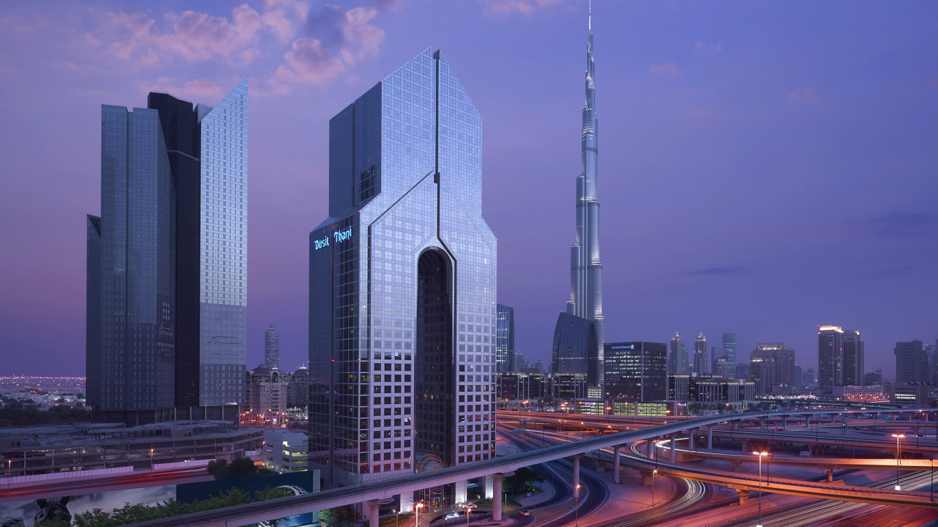 Time Lapse Photography of City Buildings During Night Time. Wallpaper in 1366x768 Resolution